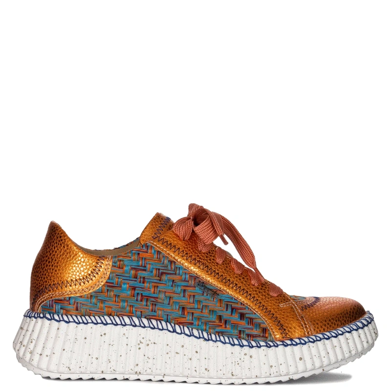 Maciejka Woman's Orange Leather Sneakers 06327-18/00-1