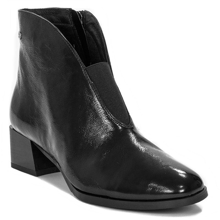 Maciejka Ankle Boots Patent Leather Low Block Heel Black 04777-20/00-3