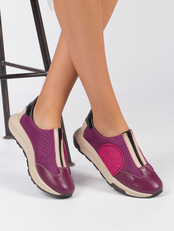 Maciejka Leather Sneakers Front-Zip Platform Fuchsia 06296-15/00-8