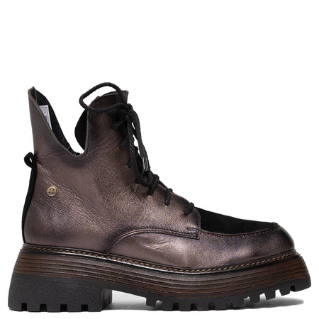 Maciejka Leather Women’s Lace-Up Platform Boots With Side Zipper Brown-Black 07110-02-00-8