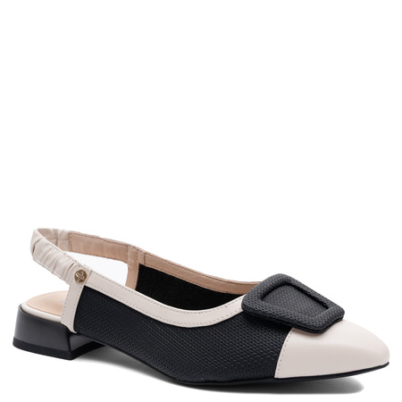 Maciejka Slingback Pumps Leather Low Heel Black-Beige K7466-04/00-1