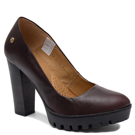 Maciejka Leather High Heel Shoes Burgundy Platform 2629W-09/00-1