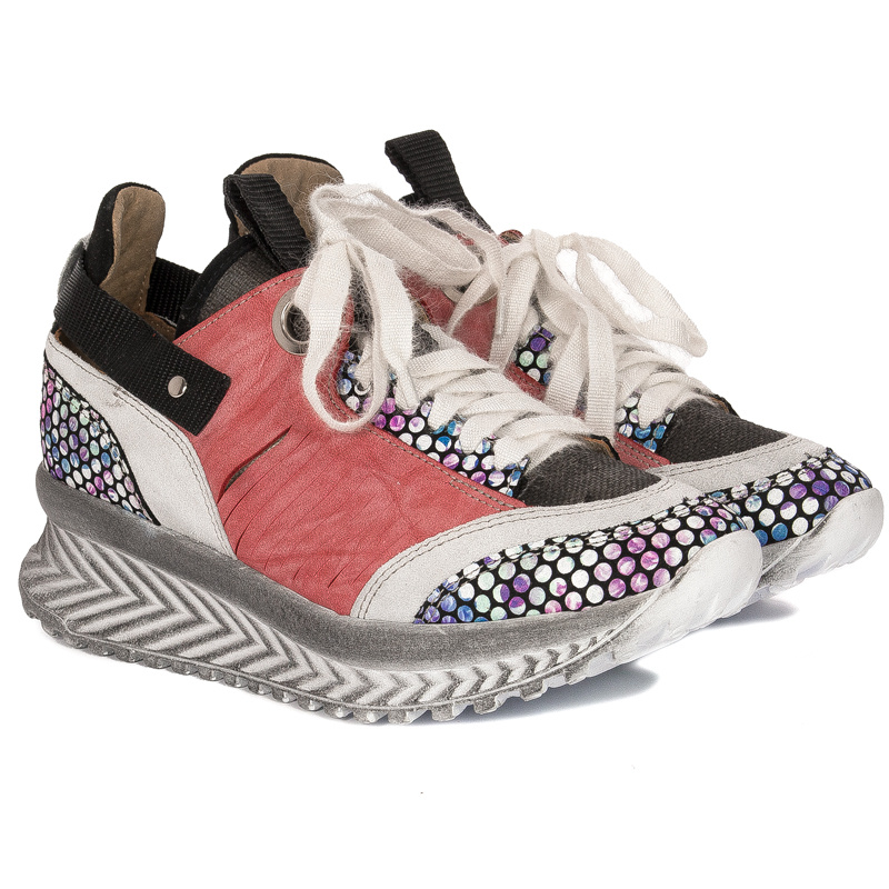 Maciejka Women's leather shoes Coral-Black