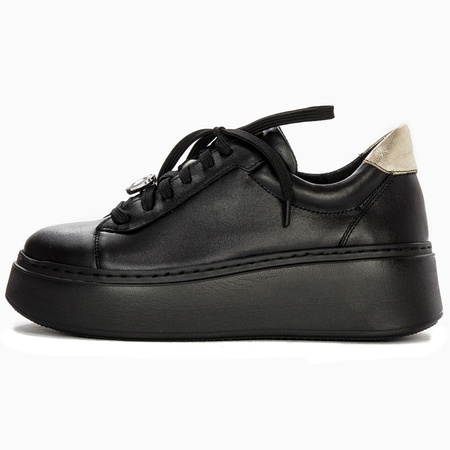 Maciejka Półbuty Sneakersy Skórzane Na Platformie Czarne 06191-01-00-8