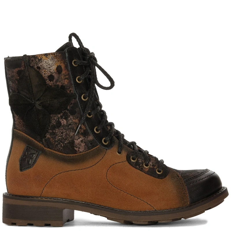 Maciejka Craftsmanship Suede Lace-Up Side-Zip Rust Black 07004-29/00-8