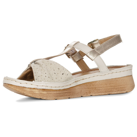 Maciejka Leather Beige and Gold Women's Sandals