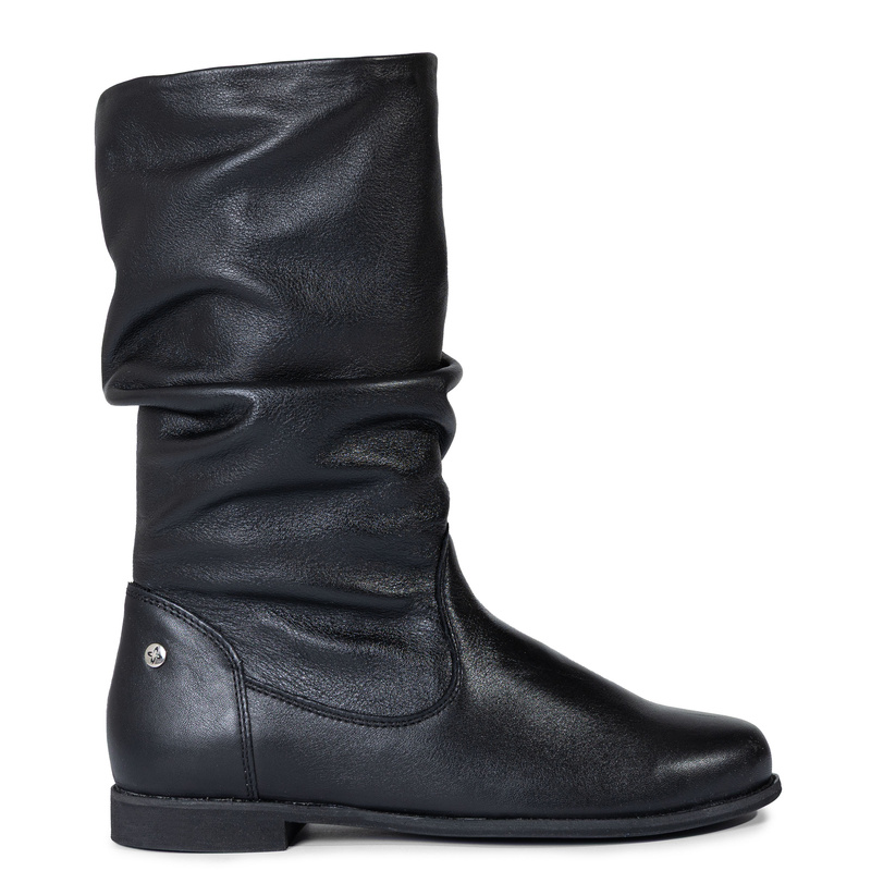 Maciejka Kozaki Skórzane Slouchy Płaskie Czarne 05057-20/00-6