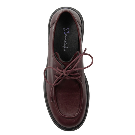 Maciejka Leather Lace-Up Low Shoes Platform Burgundy K7189-23/00-1