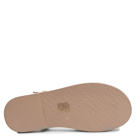 Maciejka Leather Sandals Closed Toe Flat Sole Beige K7442-04/00-1