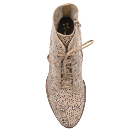 Maciejka Unique Leather Floral Lace-Up Ankle Boots Elegant Beige Gold 06391-04/00-1