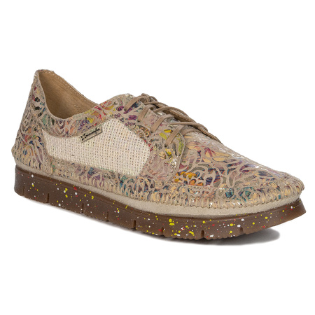 Maciejka Beige + Flowers 06347-04/00-1 wonem's Low Shoes