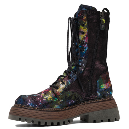 Maciejka Leather Work Boots Platform Side Zip Multicolor 06203-39/00-8
