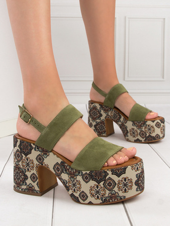 Maciejka Olive + Flowers Sandals 06089-24-00-1
