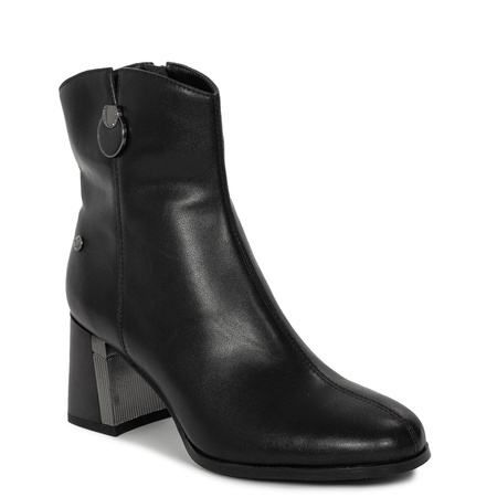 Maciejka Leather Ankle Boots Architectural Block Heel Black K7203-01/00-8