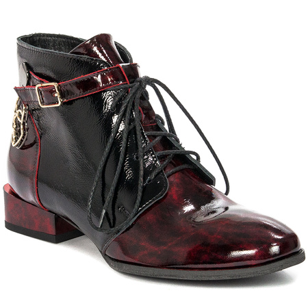 Maciejka Women's Patent Leather Ankle Boots Burgundy 5743A-23/00-7