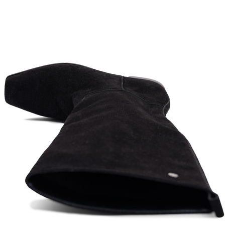 Maciejka Tall Leather Black Boots Square Toe K7742-01/00-7