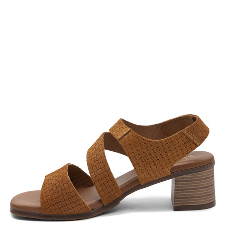 Maciejka Suede Block Heel Sandals Artistic Design Brown E7401-29/00-1