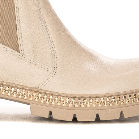 Maciejka Beige leather women's Boots 05727-04/00-6