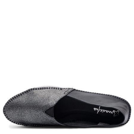 Maciejka Leather Slip-on Shoes Textured Silver-Black 1930W-46/00-0