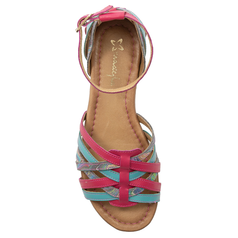Maciejka Leather Colorful Flat Sandals Metallic Multicolor 06974-39/00-1