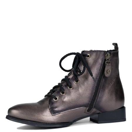 Maciejka Natural Leather Lace-Up Boots Metallic Bronze with Strap Detail 07128-02-00-8
