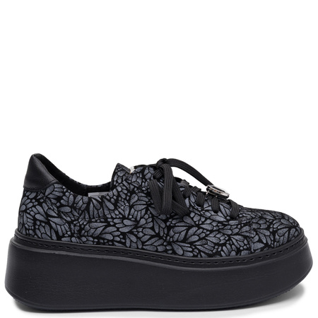 Maciejka Women's Genuine Leather Platform Sneakers Black And Blue 6191W-18/00-8