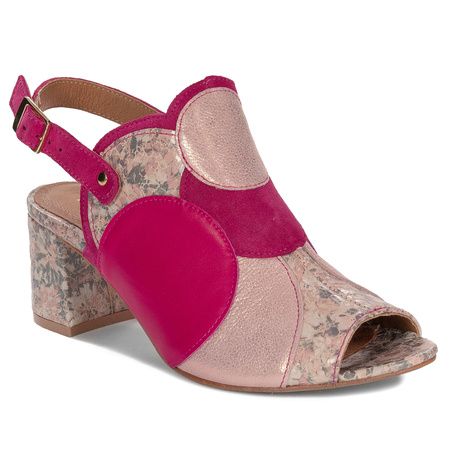 Maciejka Women's Leather Heeled Pink Sandals