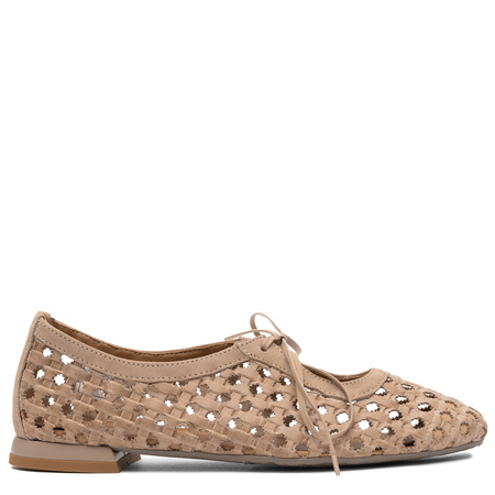 Maciejka Leather Perforated Flats Breathable Beige 07303-04/00-1