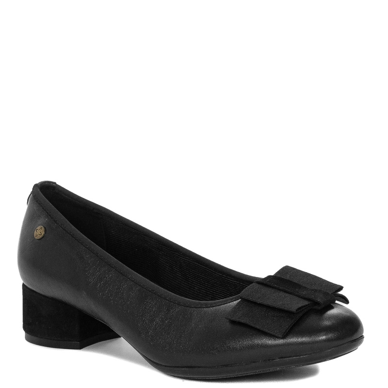 Maciejka Leather Pumps Block Heel With Bow Black P7220-01/00-7