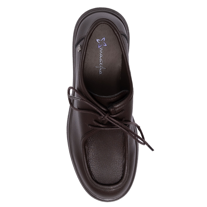 Maciejka Półbuty Damskie Ze Skóry Sznurowane Brązowe