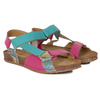 Maciejka Women's Leather Sandals Pink Turquoise