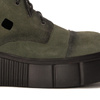Maciejka Women's ankle boots,green leather suede on platform