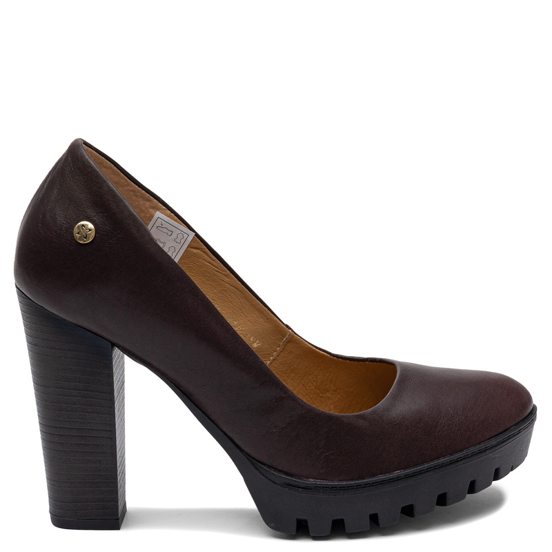 Maciejka Leather High Heel Shoes Burgundy Platform 2629W-09/00-1