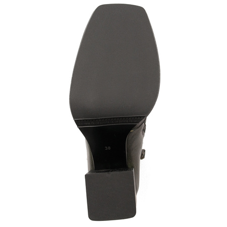 Maciejka Botki Skórzane Sznurowane na Słupku Zielony 05667-09/00-8