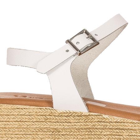 Maciejka white leather women's espadrilles sandals