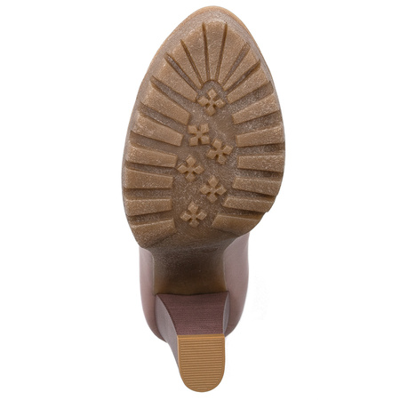 Maciejka Skórzane Czółenka na Słupku Różowe Nude 02629-28/00-1