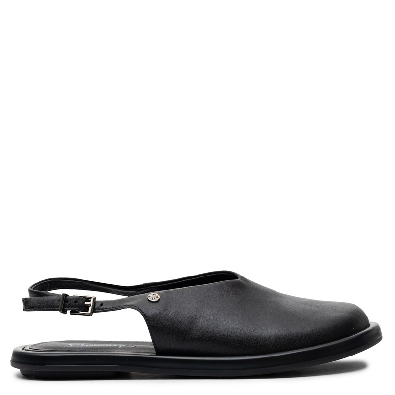 Maciejka Półbuty Skórzane Slingback Odkryta Pięta Czarny K7513-01/00-1