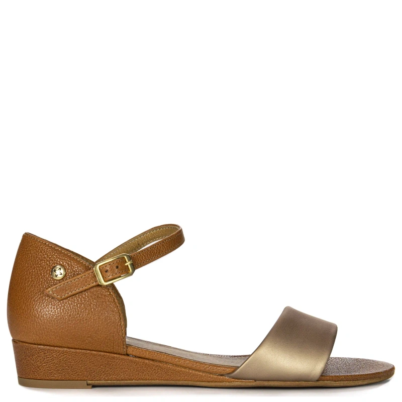 Maciejka Leather Brown and Gold Women's Sandals 06486-29/00-1