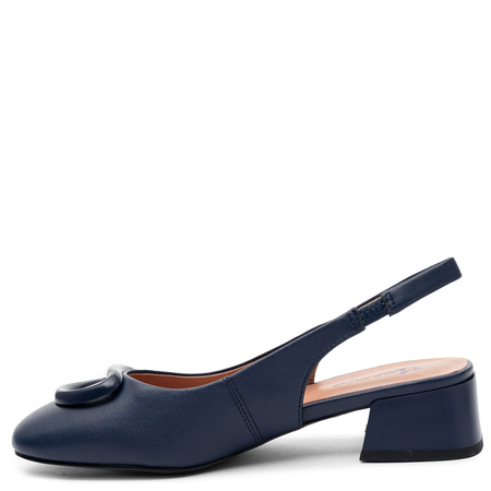 Maciejka Leather Slingback Pumps Decorative Buckle Navy Blue K7474-17/00-1