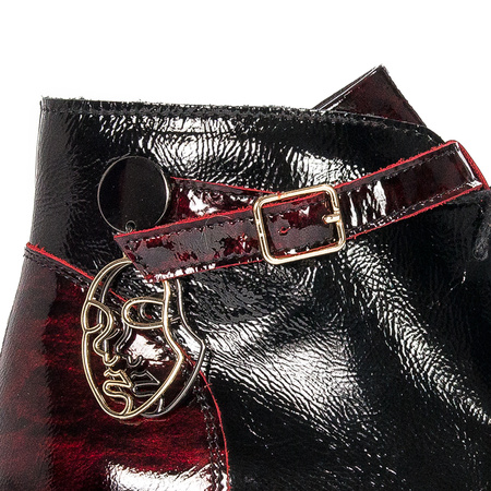 Maciejka Patent Leather Lace-Up Ankle Boots Burgundy 5743A-23/00-7
