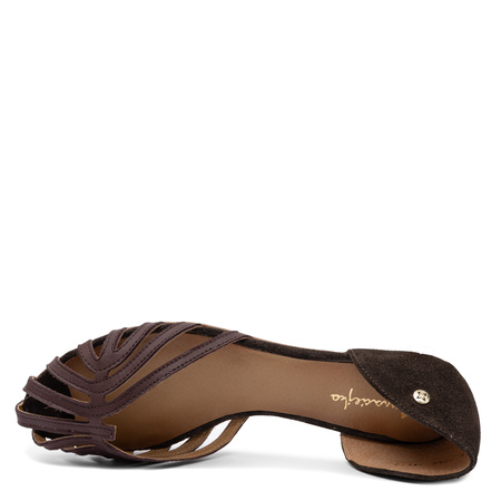 Maciejka Openwork Leather Flat Women's Sandals Chocolate Brown 07546-02/00-1