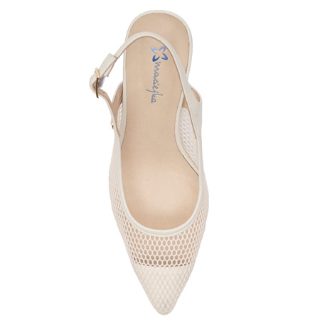 Maciejka Czółenka Ażurowe Slingback Szpiczaste Beżowe K7507-22/00-0