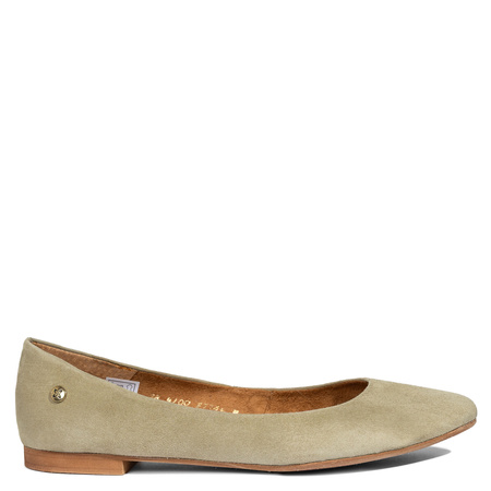 Maciejka Leather-Lined Ballerinas Suede Almond Toe Green 4100W-03/00-8