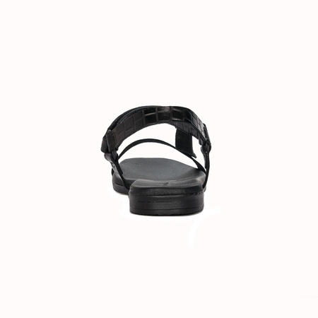 Maciejka black leather women's flat velcro sandals