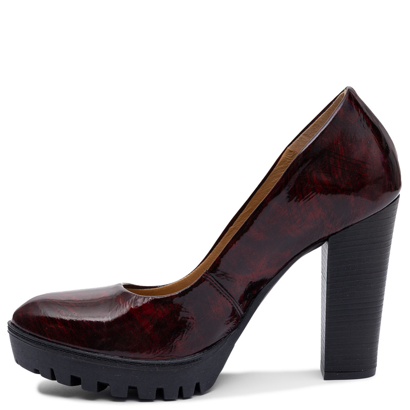 Maciejka Premium Leather Platform Block Heel Pumps Red 2629W-14/00-1
