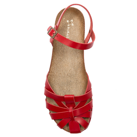 Maciejka Leather Flat Woven Sandals Red 03074-08/00-0