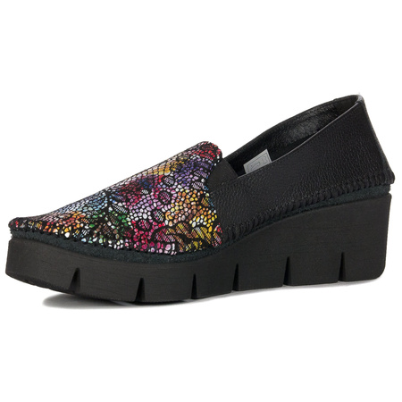Maciejka Black+Flowers leather Flat Shoes 5814A-20/00-1