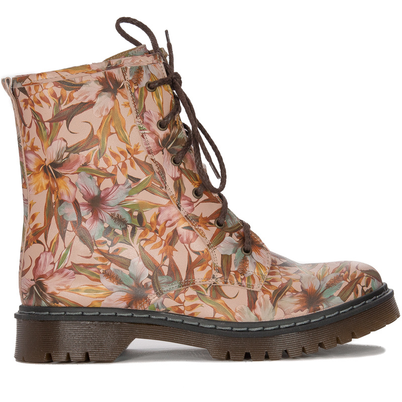 Maciejka Pink + Flowers Lace-up Boots 01609-15/00-6