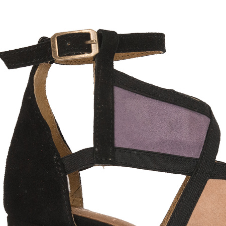 Maciejka Women's sandals in natural velor leather violet + black