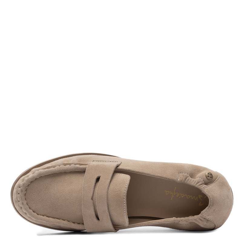 Maciejka Leather Loafers Suede Finish Penny Moc Toe Beige HJ764-04/00-1